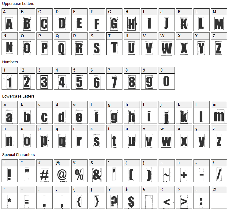 Ikhioogla Font Character Map