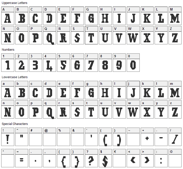 Il Grinta Font Character Map