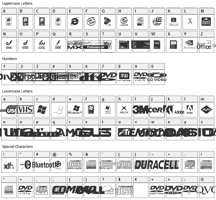 Illustrate IT Font Character Map