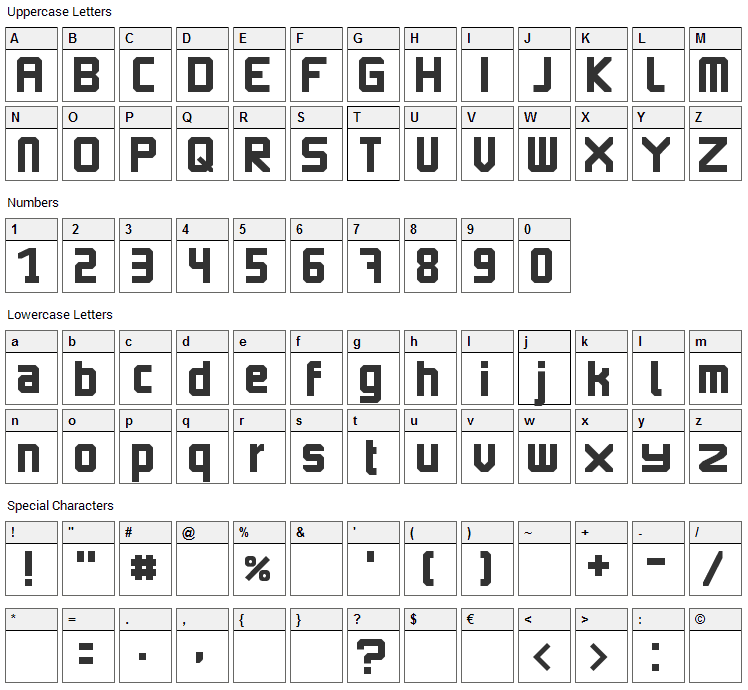 Imagine Earth Font Character Map