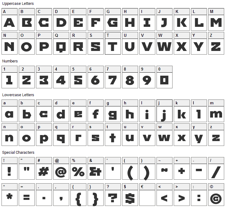 Imperial One Font Character Map