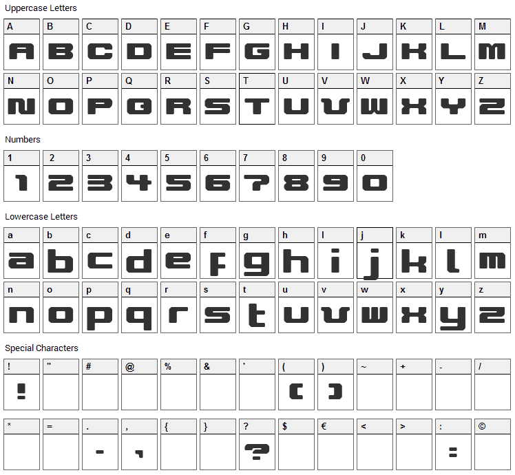 Improvise V9 Font Character Map