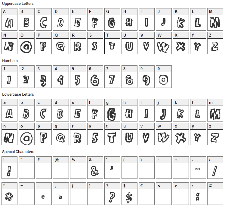 In my head Font Character Map