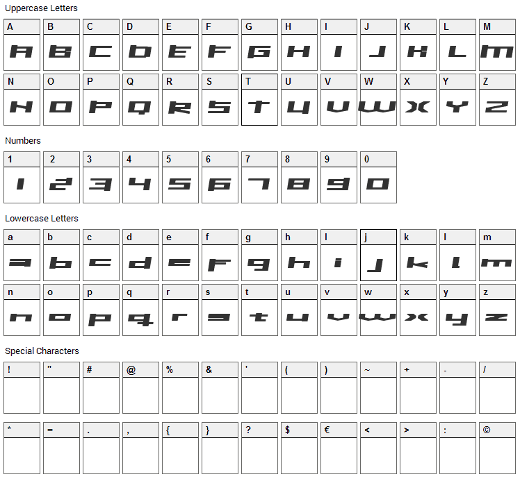 Inavel Storebror Font Character Map