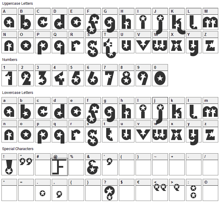 Independence Font Character Map