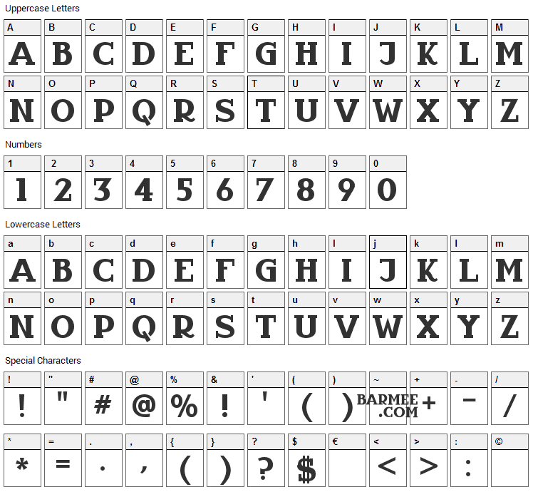 Infantyl Font Character Map
