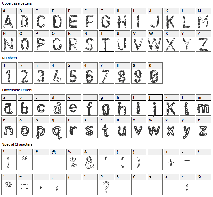 Infekt Font Character Map