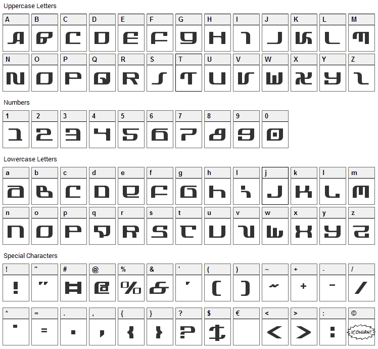 Infinity Font Character Map