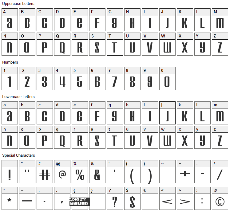 Inflammable Age Font Character Map