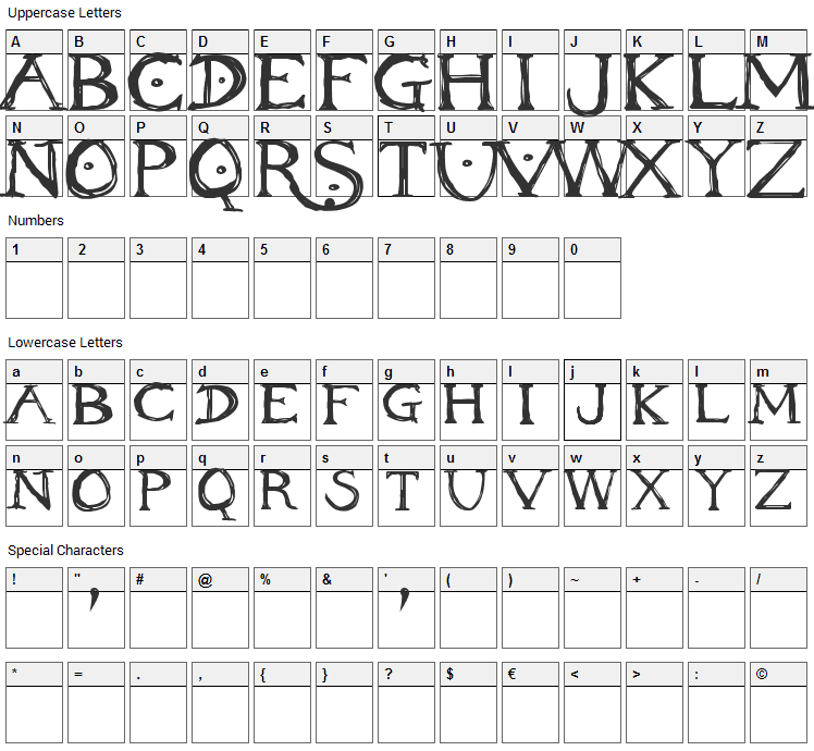 Inheritance Font Character Map