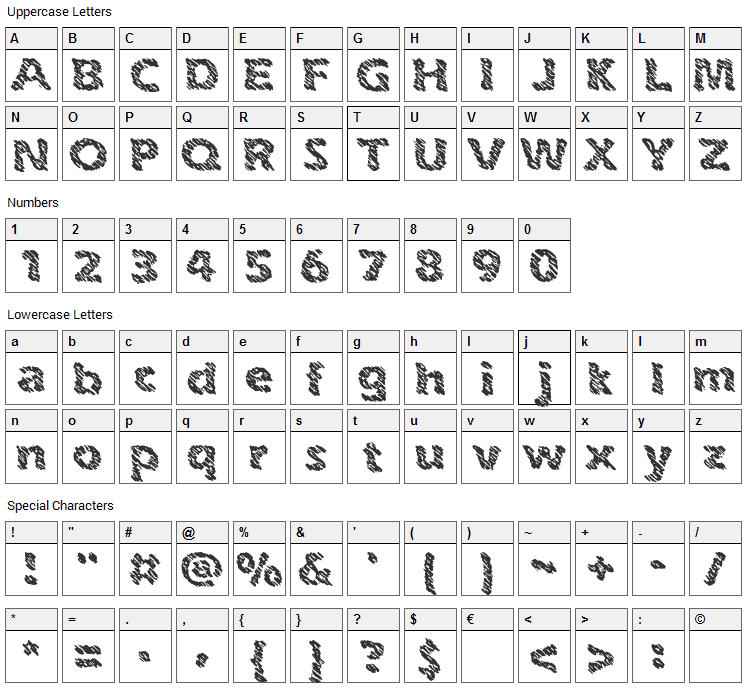 Ink Swipes Font Character Map