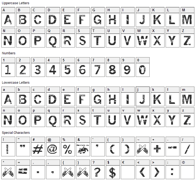 Insomnesia Font Character Map