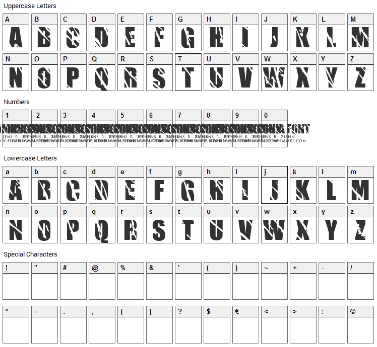 Insomnia Font Character Map