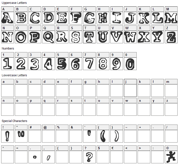 Insomnia Font Character Map