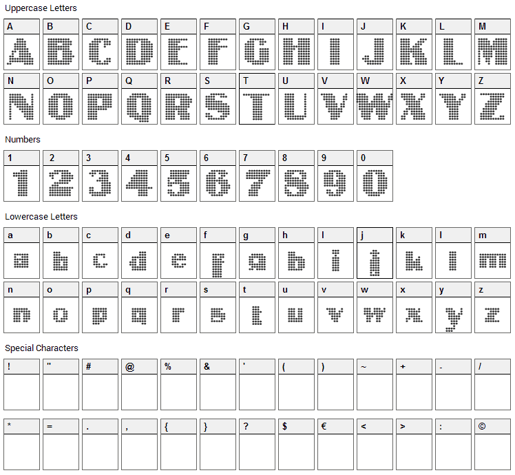 Intellecta Digital Font Character Map