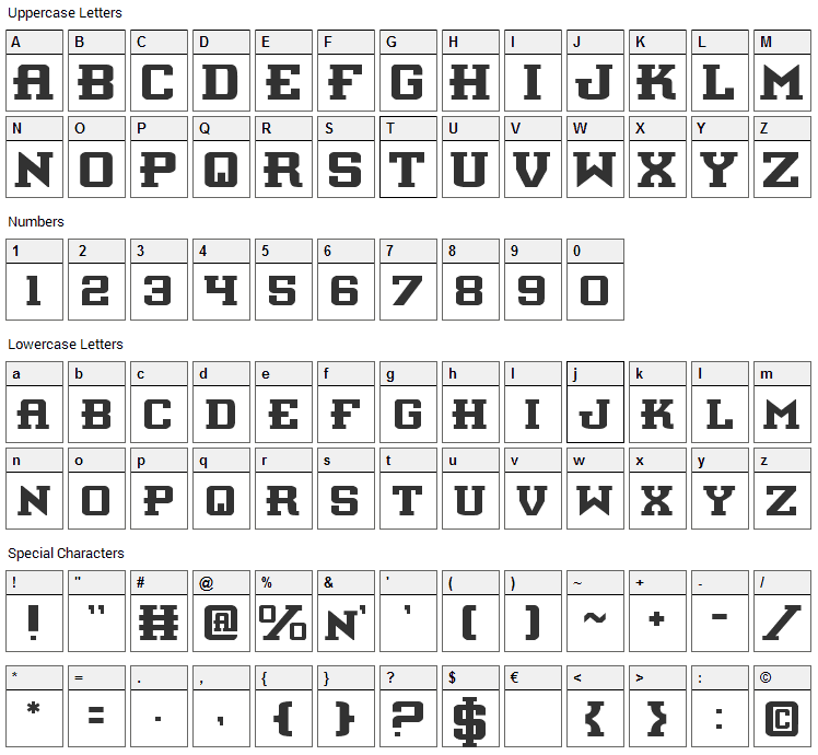 Interceptor Font Character Map
