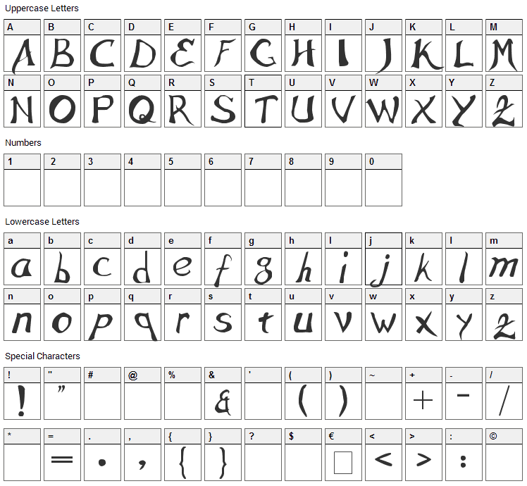 Interes Font Character Map