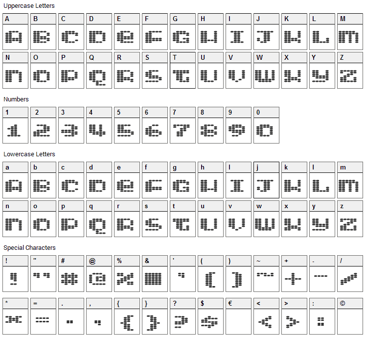 Intergalaktika Font Character Map