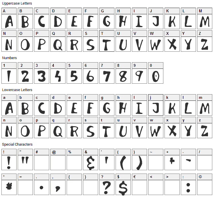 Invader Candy Font Character Map