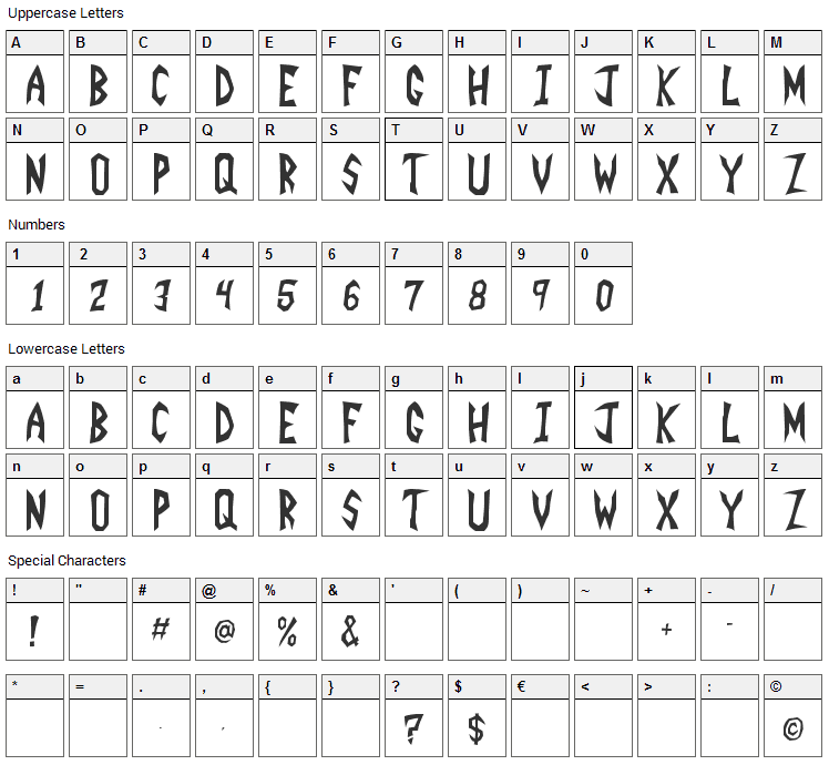Invader Zim Font Character Map