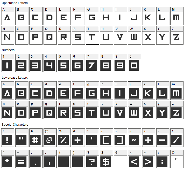 Inversionz Font Character Map