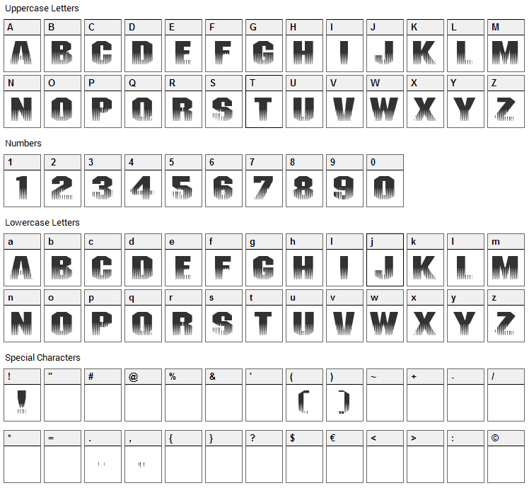 Invisible Killer Font Character Map