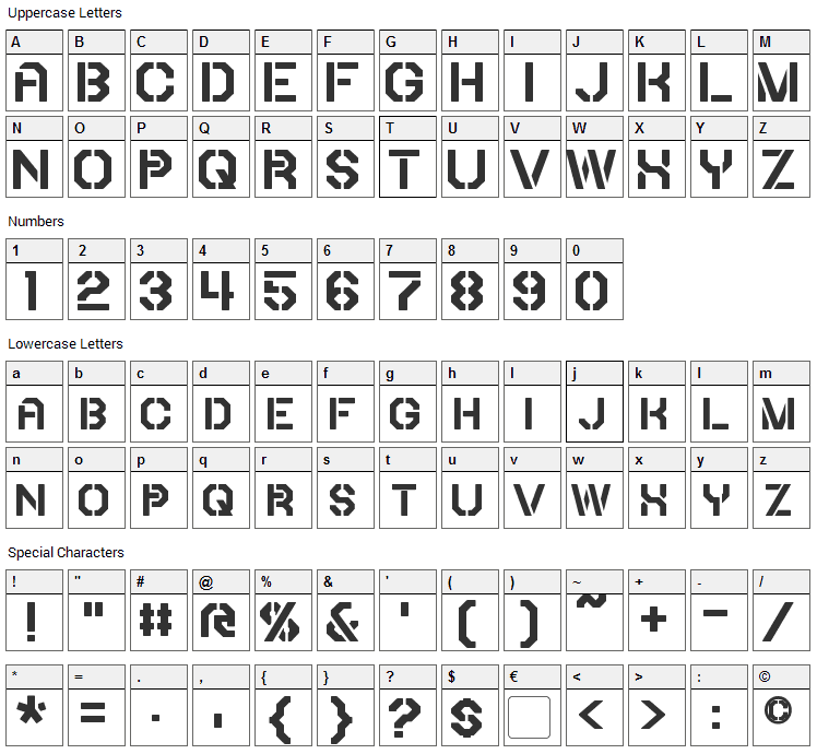 Iori Font Character Map