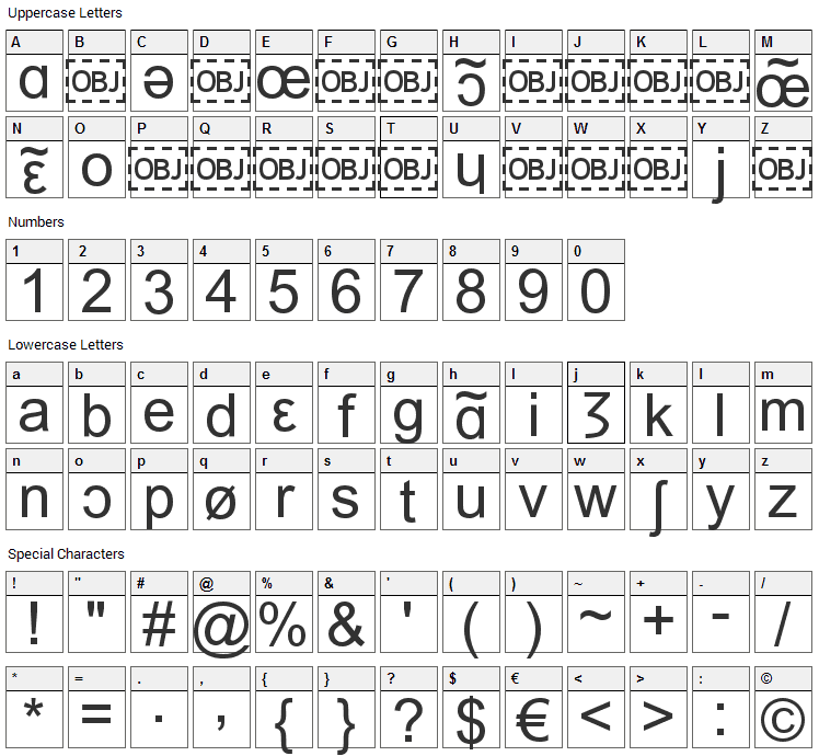 IPA Font Character Map