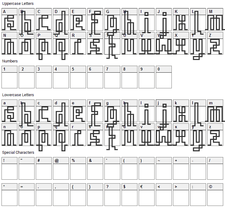 Iqq Font Character Map