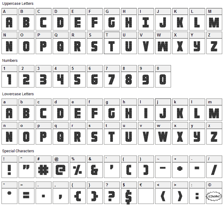 Iron Forge Font Character Map