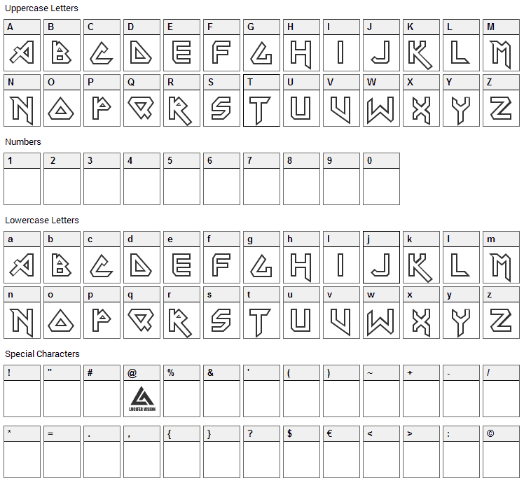 Iron Maiden Font Character Map