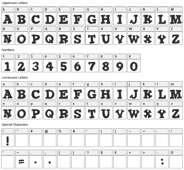 Iron Man Font Character Map