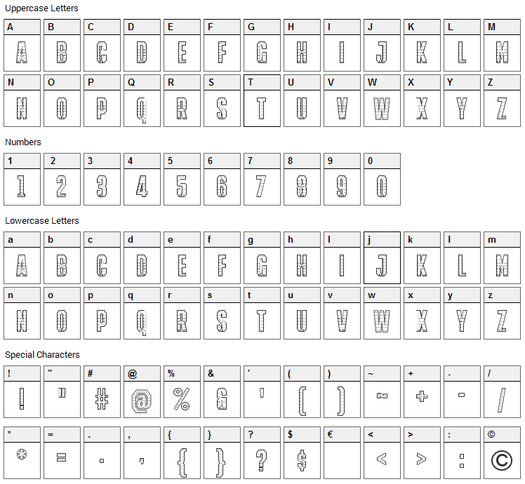 Iron Man Of War 001 Font Character Map