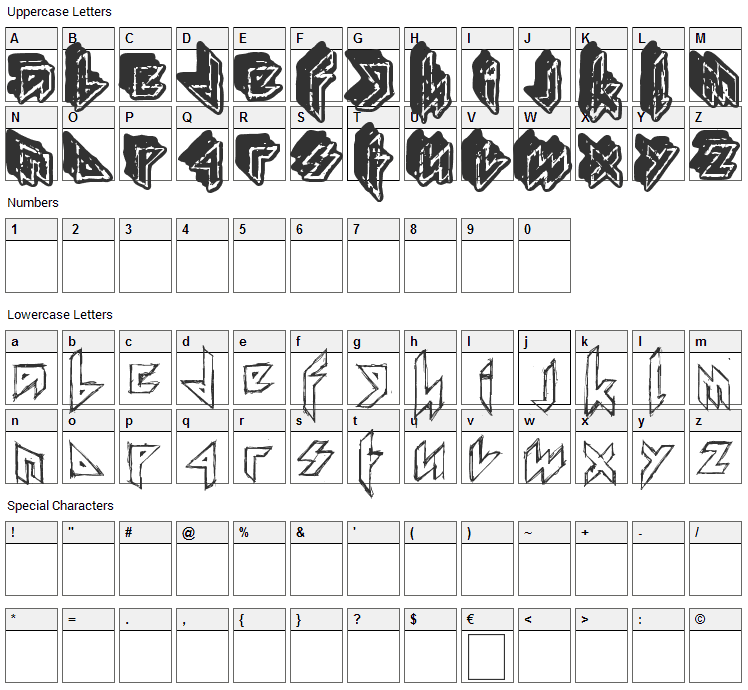 Iron Mathbook Font Character Map
