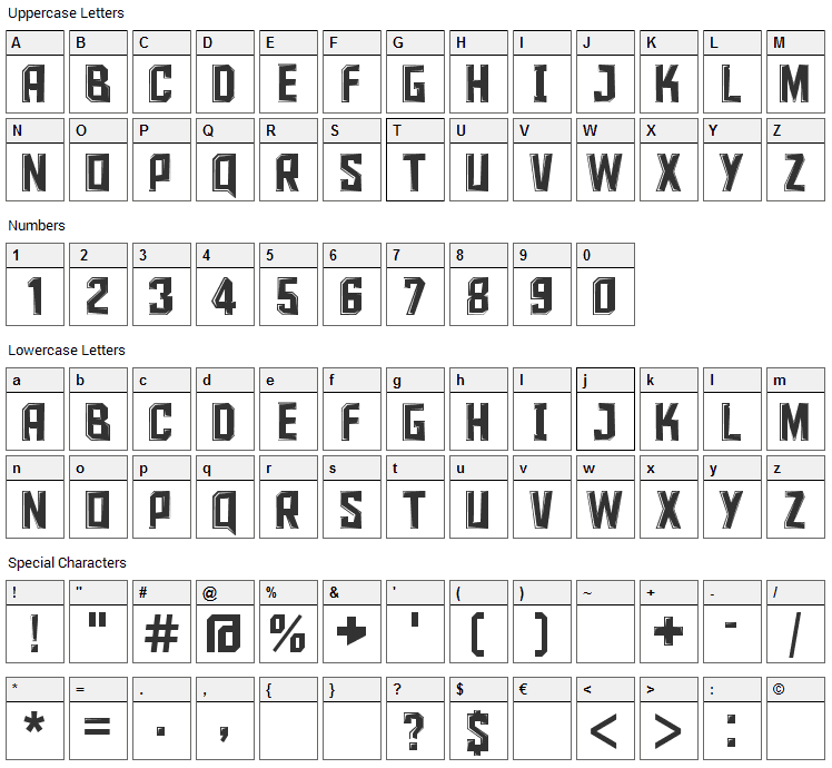 Iron Sans Font Character Map