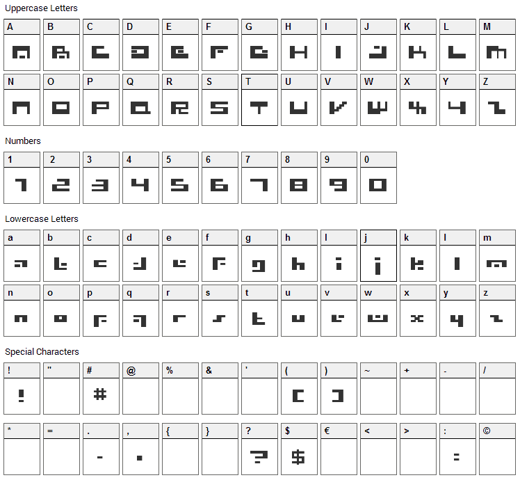 Irresistor Font Character Map