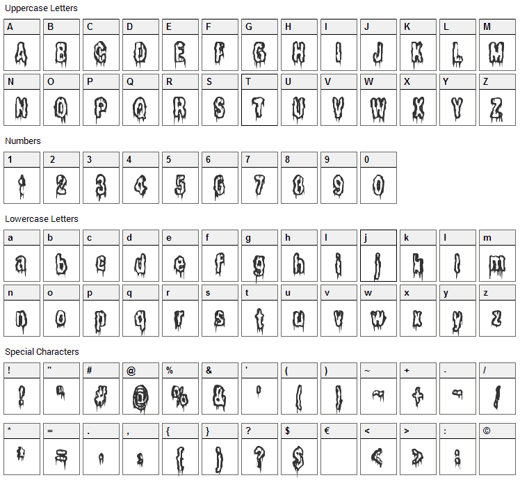 It lives in the Swamp Font Character Map