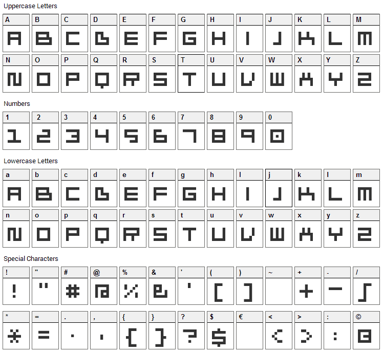 Ivorg Font Character Map