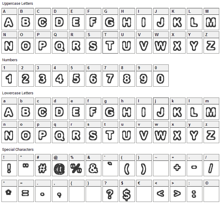 Izolation Font Character Map