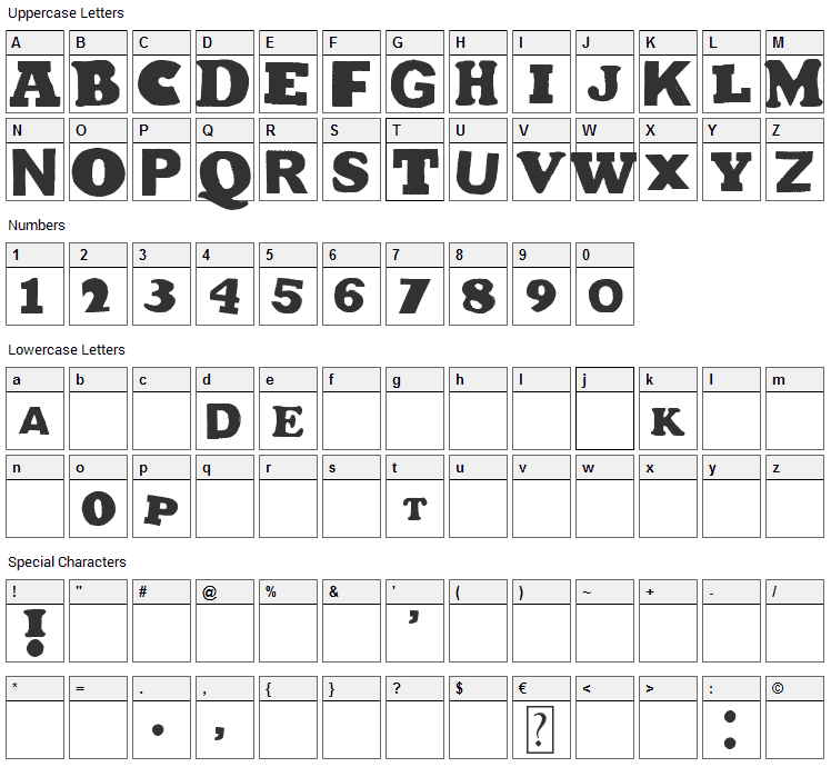 Ja Font Character Map