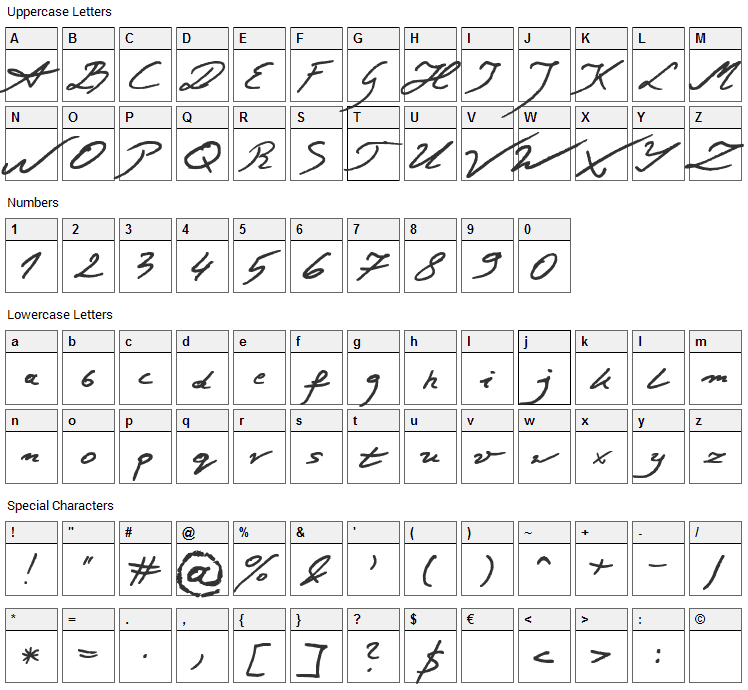 Jacek Zieba Jasinski Font Character Map