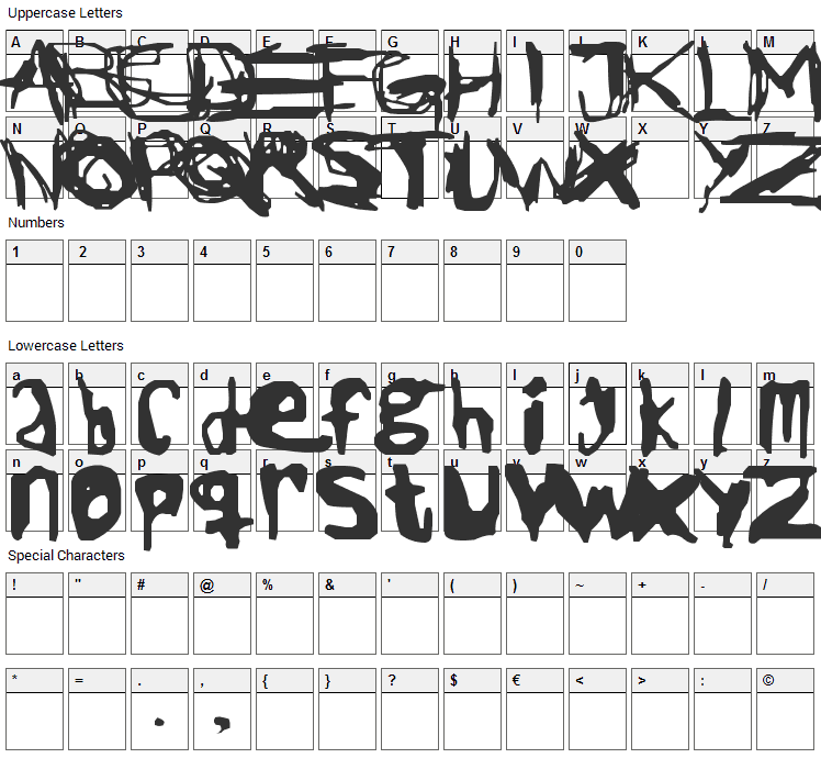 Jack the Ripper Font Character Map