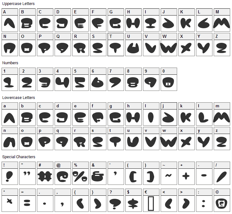 Jackson Font Character Map