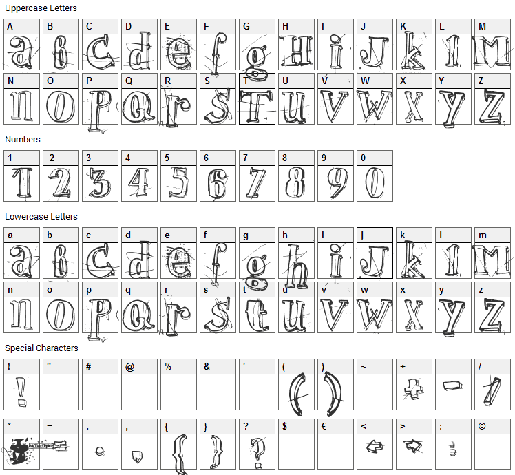 Jamaistevie Font Character Map