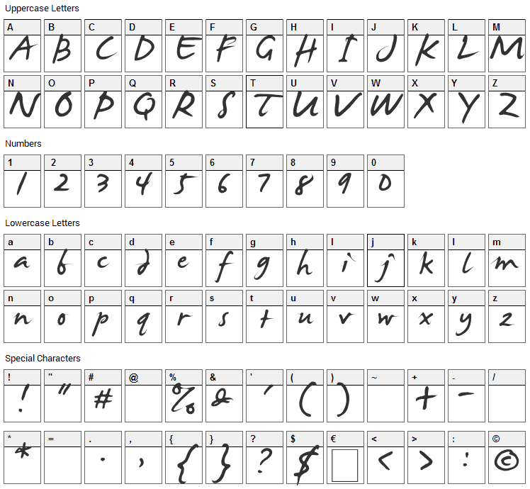 James Fajardo Font Character Map