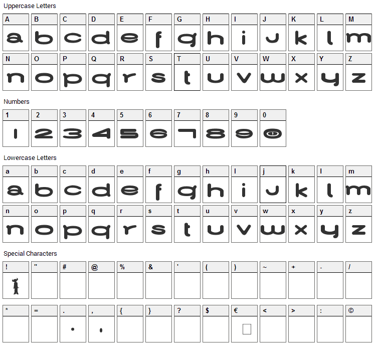 Jamiroquai Font Character Map