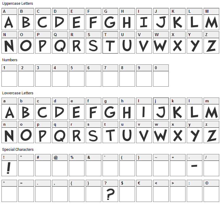 JaysFX Font Character Map