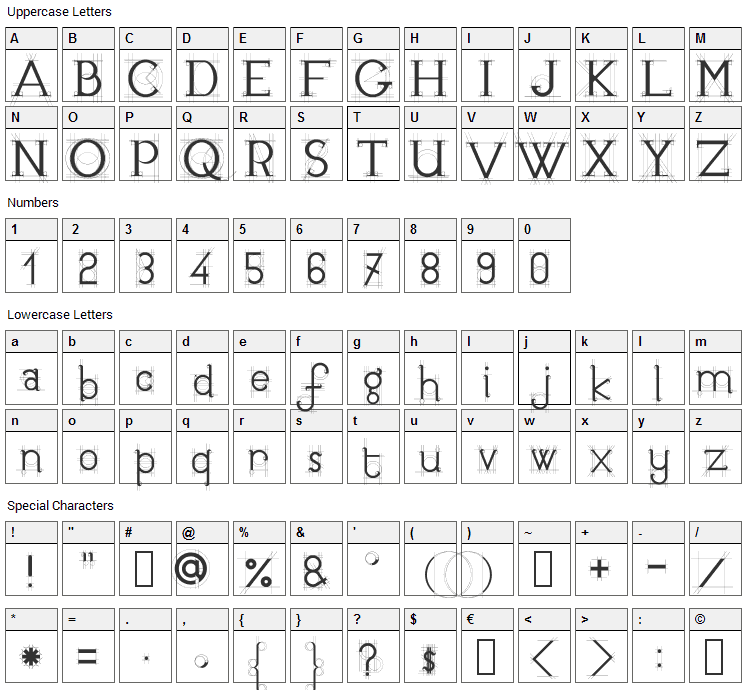 JB Etude Font Character Map