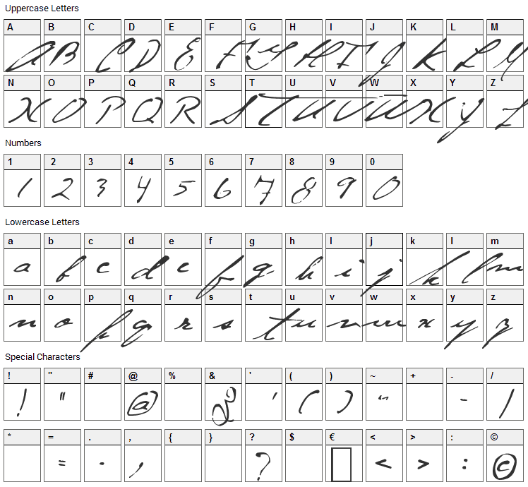 Jellyka - Gare de Chambord Font Character Map