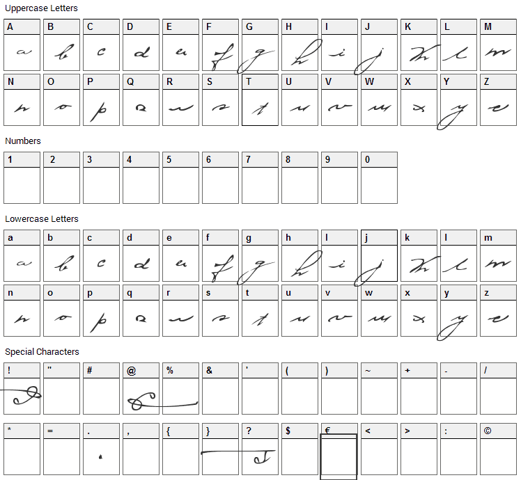 Jersey Stories! Font Character Map